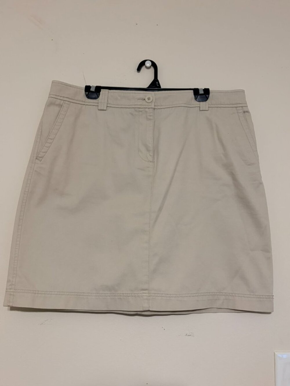 Women's L.L. Bean Tan Beige Casual 2-Pocket Khaki Chino Skirt Size 18